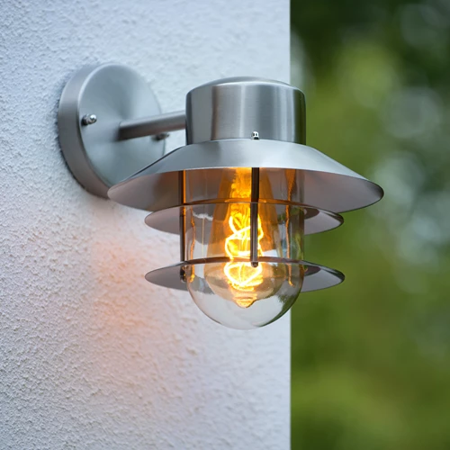 Lucide ZICO - Wall light Indoor/Outdoor - Ø 21,8 cm - 1xE27 - IP44 - Satin Chrome - atmosphere 1